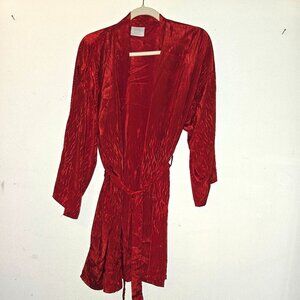 Jayre California Red Satin Kimono Style Robe Red Size M